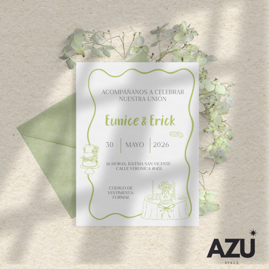 Plantilla de Invitación de Boda Elegante Verde Salvia