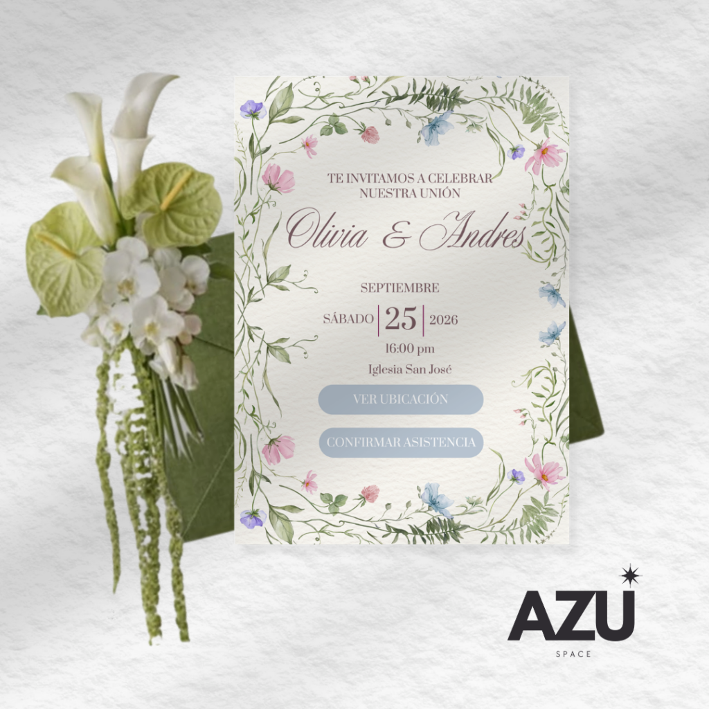 Invitación de Boda Botánica Floral Pastel | Plantilla Canva Editable
